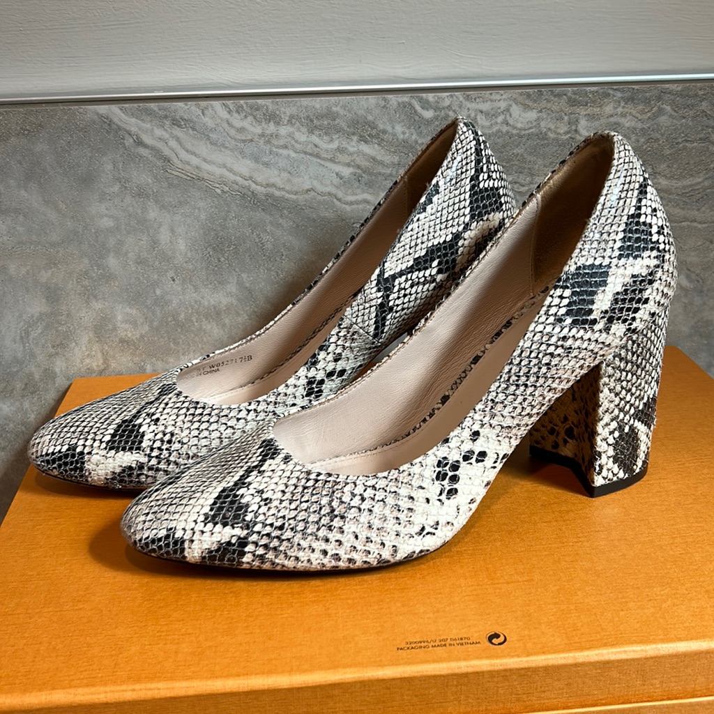 Leather Snake Skin Heels Black And White/Beige 7.5m